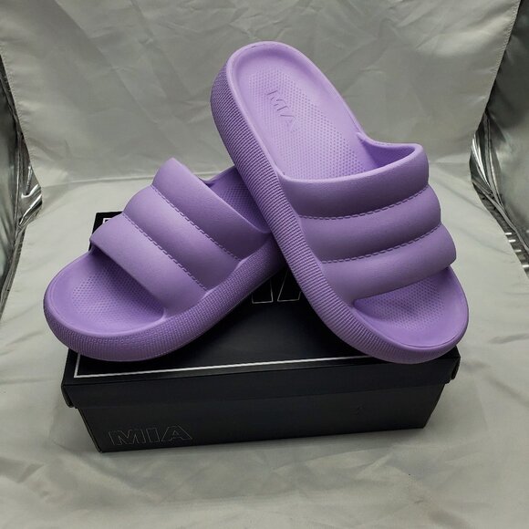 BNWT MIA Kandy Waterproof Platform Slide Sandal In Lavender Sz 10 - Picture 1 of 11